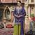 Purple embroidered chinon free size stitched palazzo style salwar suit