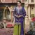 Purple embroidered chinon free size stitched palazzo style salwar suit