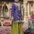 Purple embroidered chinon free size stitched palazzo style salwar suit