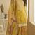 Yellow embroidered chinon free size stitched palazzo style salwar suit