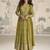 Mehendi embroidered chinon free size stitched anarkali suit