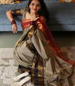 Beige chettinad saree cotton silk ganga jamuna saree with blouse