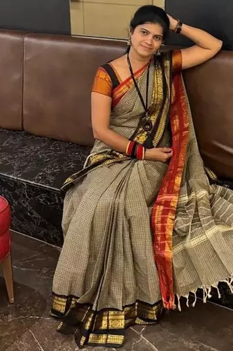 Beige chettinad saree cotton silk ganga jamuna saree with blouse