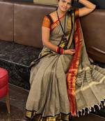Beige chettinad saree cotton silk ganga jamuna saree with blouse