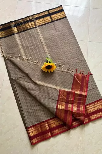 Beige chettinad saree cotton silk ganga jamuna saree with blouse