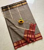 Beige chettinad saree cotton silk ganga jamuna saree with blouse