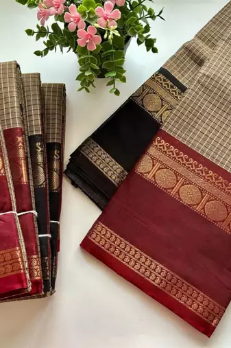 Beige chettinad saree cotton silk ganga jamuna saree with blouse