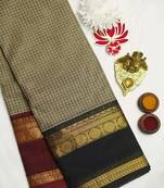 Beige chettinad saree cotton silk ganga jamuna saree with blouse