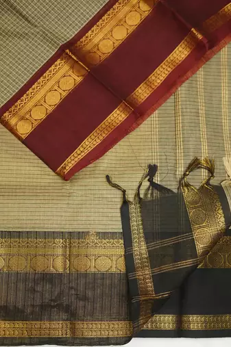 Beige chettinad saree cotton silk ganga jamuna saree with blouse