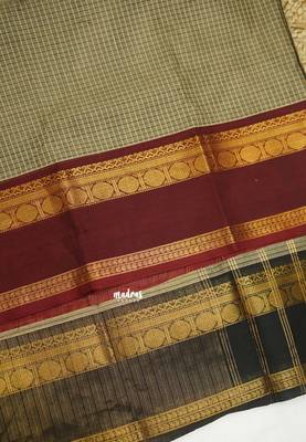 Beige chettinad saree cotton silk ganga jamuna saree with blouse 4