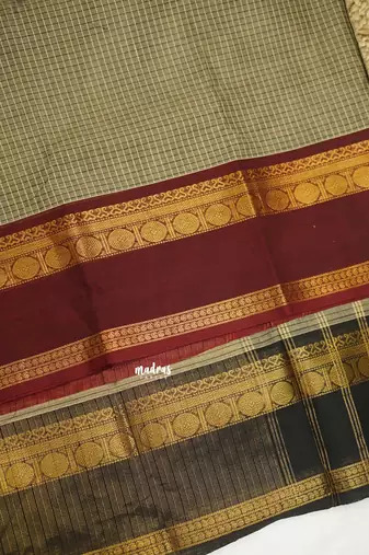 Beige chettinad saree cotton silk ganga jamuna saree with blouse