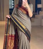 Beige chettinad saree cotton silk ganga jamuna saree with blouse
