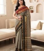 Beige chettinad saree cotton silk ganga jamuna saree with blouse