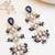 blue stone pearl beaded chandelier earrings