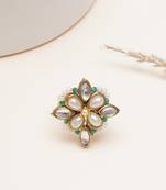 gold kundan pearl floral statement ring
