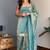 luxury teal  silk blend embroidered kurta set