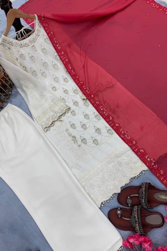ivory georgette kurta set