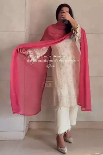 ivory georgette kurta set