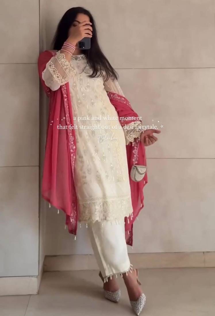 ivory georgette kurta set