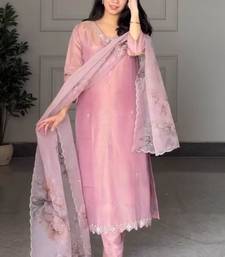 mauve organza silk kurta set 