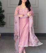 mauve organza silk kurta set 