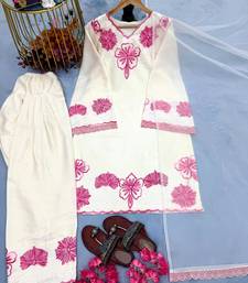 cream pashmina silk kurta set 