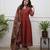 brick red heritage embroidered kurta set