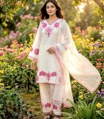 cream pashmina silk kurta set 