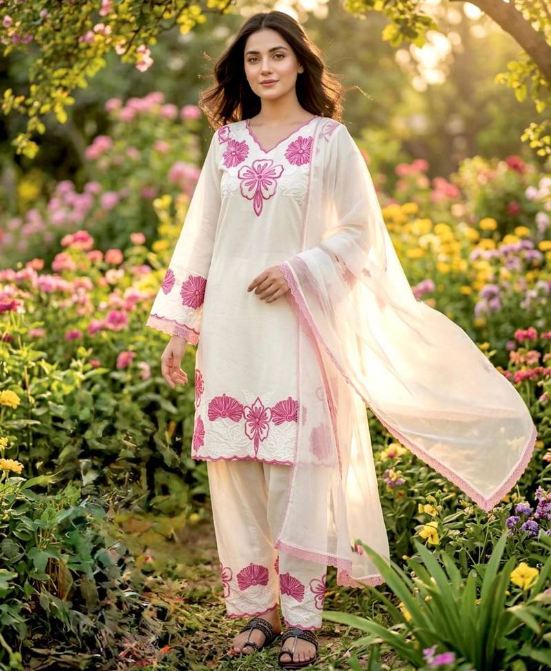 cream pashmina silk kurta set 