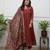 brick red heritage embroidered kurta set