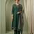 dark green cotton kurta set with kalamkari print dupatta
