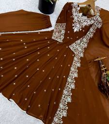 rust brown georgette anarkali kurta set