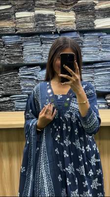 Teal blue kurta with silver foil highlights 2