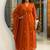Rust cotton kurta with floral embroidery and dupatta
