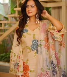 peach floral embroidered kurta set