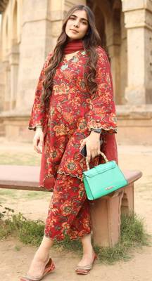 red floral scalloped co-ord set  4