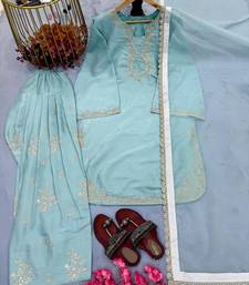 sky blue embroidered patiala suit set