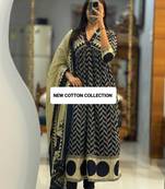 royal blue cotton anarkali set 