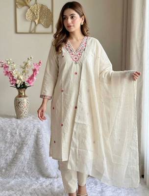 white floral embroidered cotton suit 2
