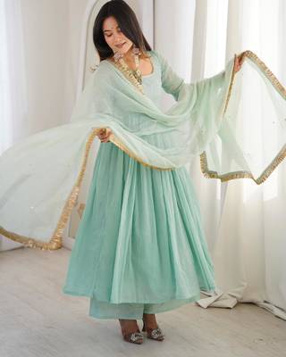 sky blue anarkali suit set 1