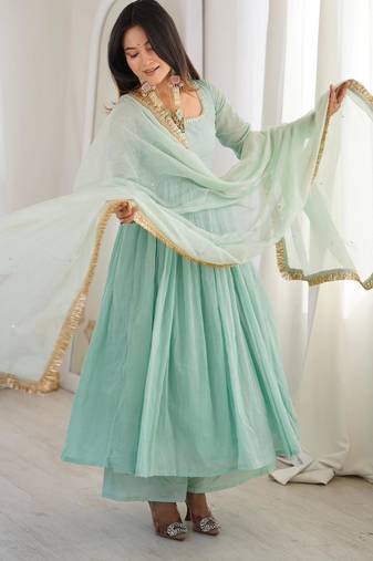 sky blue anarkali suit set