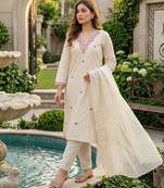 white floral embroidered cotton suit