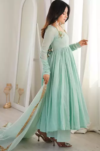 sky blue anarkali suit set