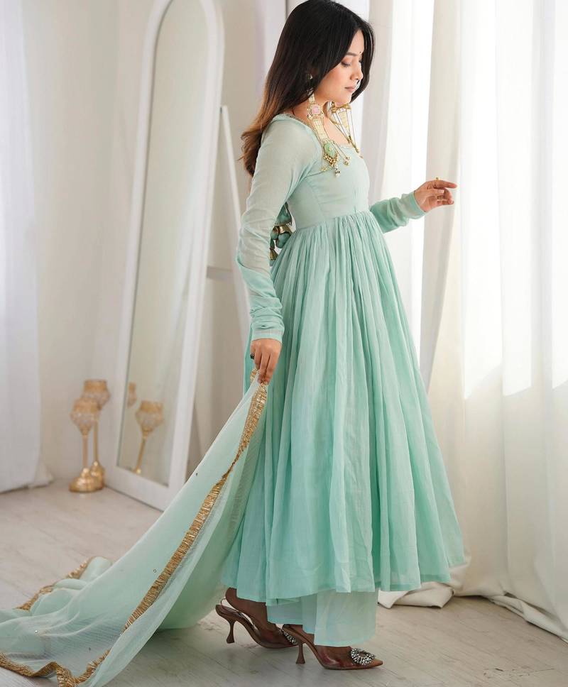 sky blue anarkali suit set