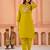 Dark yellow kurta set with printed motifs