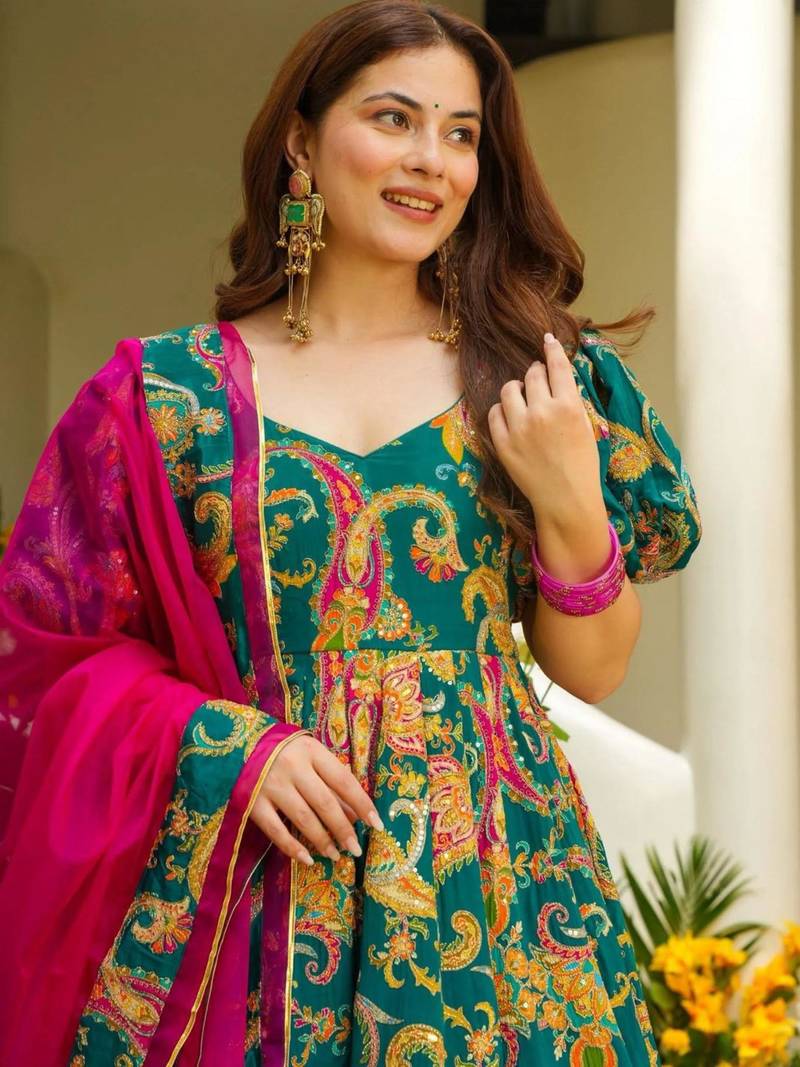 Royal blue velvet tunic with ornate gold tilla borders