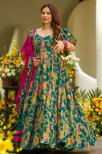 Royal blue velvet tunic with ornate gold tilla borders