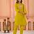 Dark yellow kurta set with printed motifs
