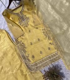 yellow silk blend kurta set 