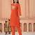 ORANGE kurta set with PRINTED motif